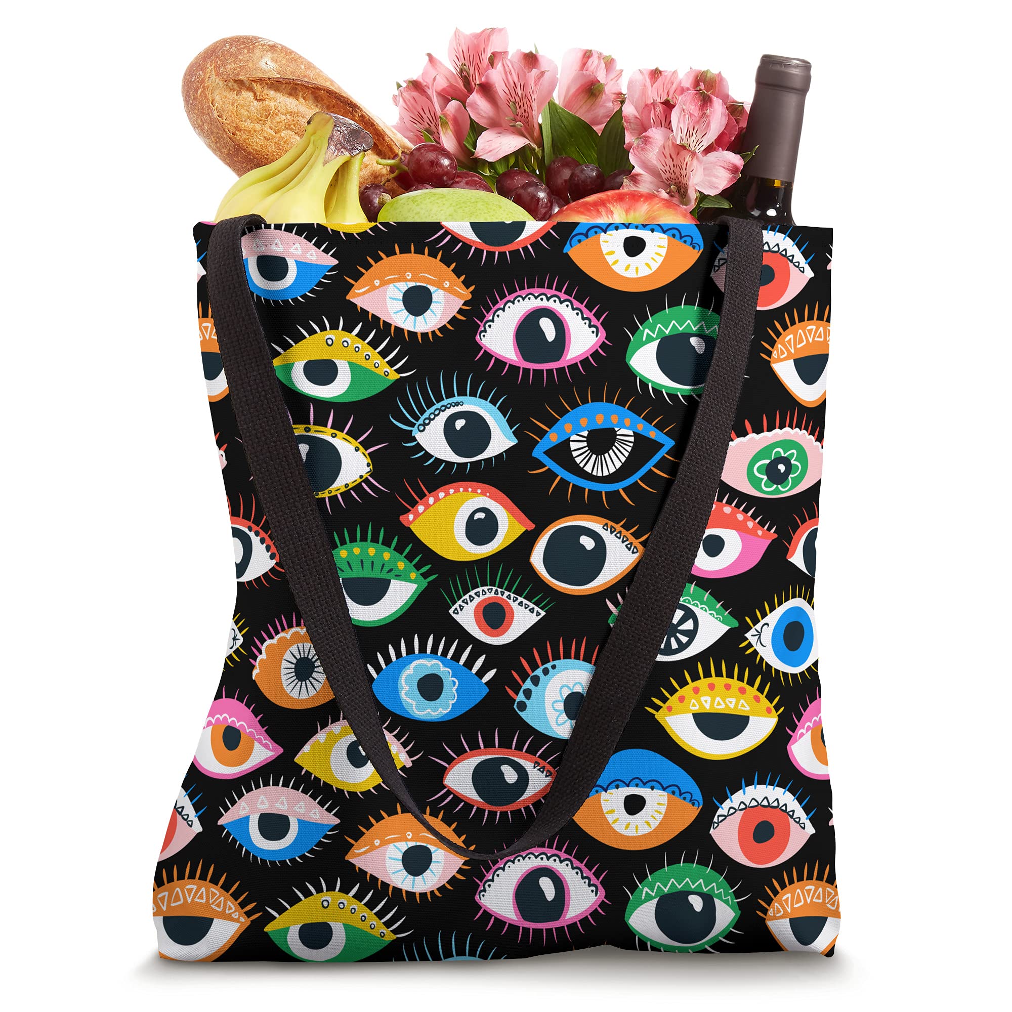 Mystic Eyes Evil Eye Spiritual Pattern Eyelid Talisman Tote Bag