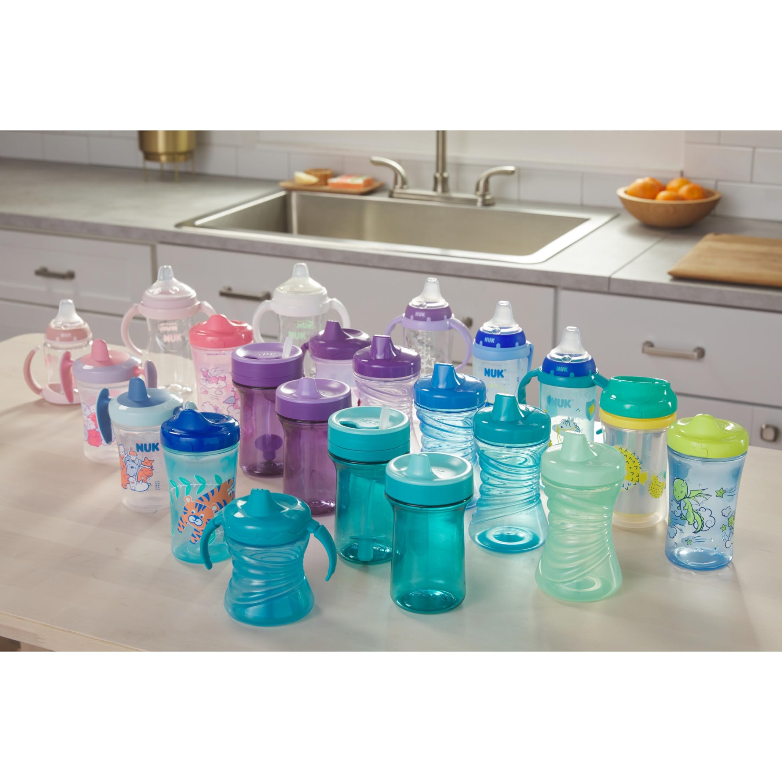 NUK Learner Cup, 10 oz, 2 Pack, 8+ Months﻿ – BPA Free, Spill Proof Sippy Cup