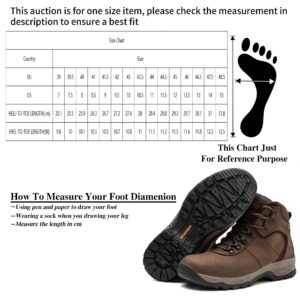 AZXPROT Waterproof Hiking Boots for Men, Outdoor Lightweight Trekking Trails Shoes Backpacking Mountaineering Boots Brown 13