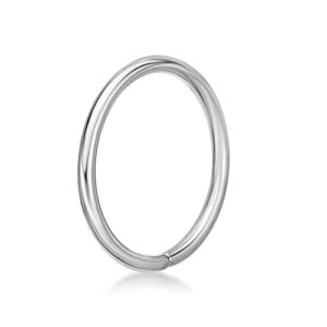 Lavari Jewelers 20 Gauge Nose Hoop Ring for Women - 14k White Gold Nose Ring - 8 mm Hoop Ring - Unisex Hypoallergenic Nostril Piercing Jewelry - 20G Body Piercing for Men