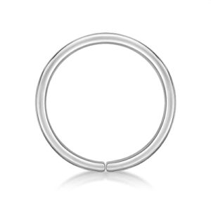 Lavari Jewelers 20 Gauge Nose Hoop Ring for Women - 14k White Gold Nose Ring - 8 mm Hoop Ring - Unisex Hypoallergenic Nostril Piercing Jewelry - 20G Body Piercing for Men