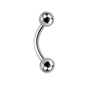 Pierced Owl - Internally Threaded Implant Grade 23 Solid Titanium Curved Barbells, Sold by Piece (16GA - 8mm (5/16") - 3mm Ball Size)