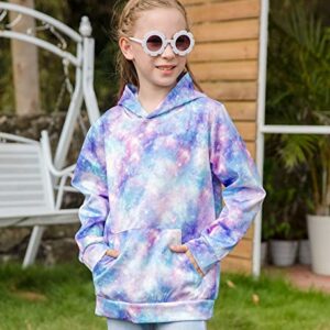 BFUSTYLE Girls Galaxy Hoodie 3D Pullover Hoodies Kids Long Sleeve Cool Blue Sweatshirt Size 7-8