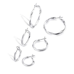 gold hoop earrings set for women: thick 14k white gold plated oval teardrop sensitive ear jewelry pack hypoallergenic hoops earringsfor women fashion