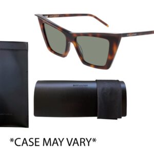 Saint Laurent SL372 002 54MM Havana/Green Cateye Sunglasses for Women + Designer iWear Eyewear Kit