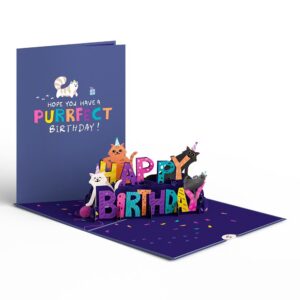 Lovepop Happy Birthday Pop-Up Card for Her and Him- 3D Birthday Animal Greeting Cards for Boys, Girls, Men, Women - Have a Purrfect Birthday - 5" x 7" Cats Card - Blank Note Card & Envelope Included