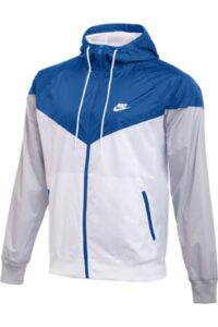 nike sportswear windrunner hooded windbreaker men's jacket (royal/white, l)