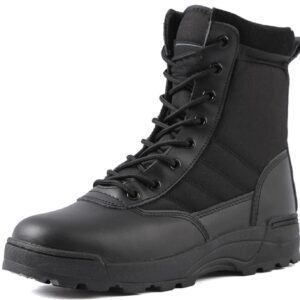 QMFUR Men’s Military Boots Outdoor Hiking Boots Work Boots Tactical Boots Durable Combat Boots Army Boots (Black, 10, numeric_10)