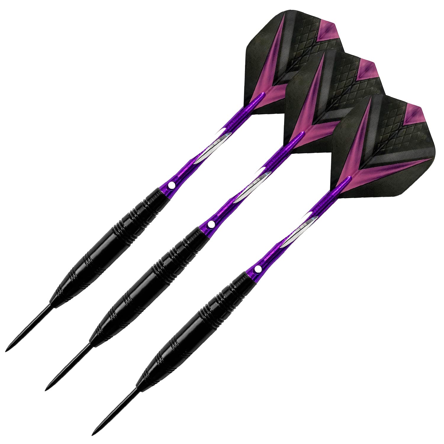 KingHtao Steel Tip Darts Set 22 Gram- Standard PET Flights, Aluminum Dart Shafts,with O Rings, Extra Aluminiu Shafts, Dart Flights and Portable Darts Case (3pcs/Pack) (Purple)