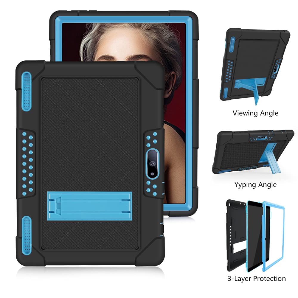 FIEWESEY for Pritom M10 Inch Case, Heavy-Duty Drop-Proof Shock-Resistant Kids Friendly Protective case for QuntiCO Y10/Voger priorpad X100/Digiland Tablet DL1036/Gateway 10.1 HD Tablet(Black/Blue)