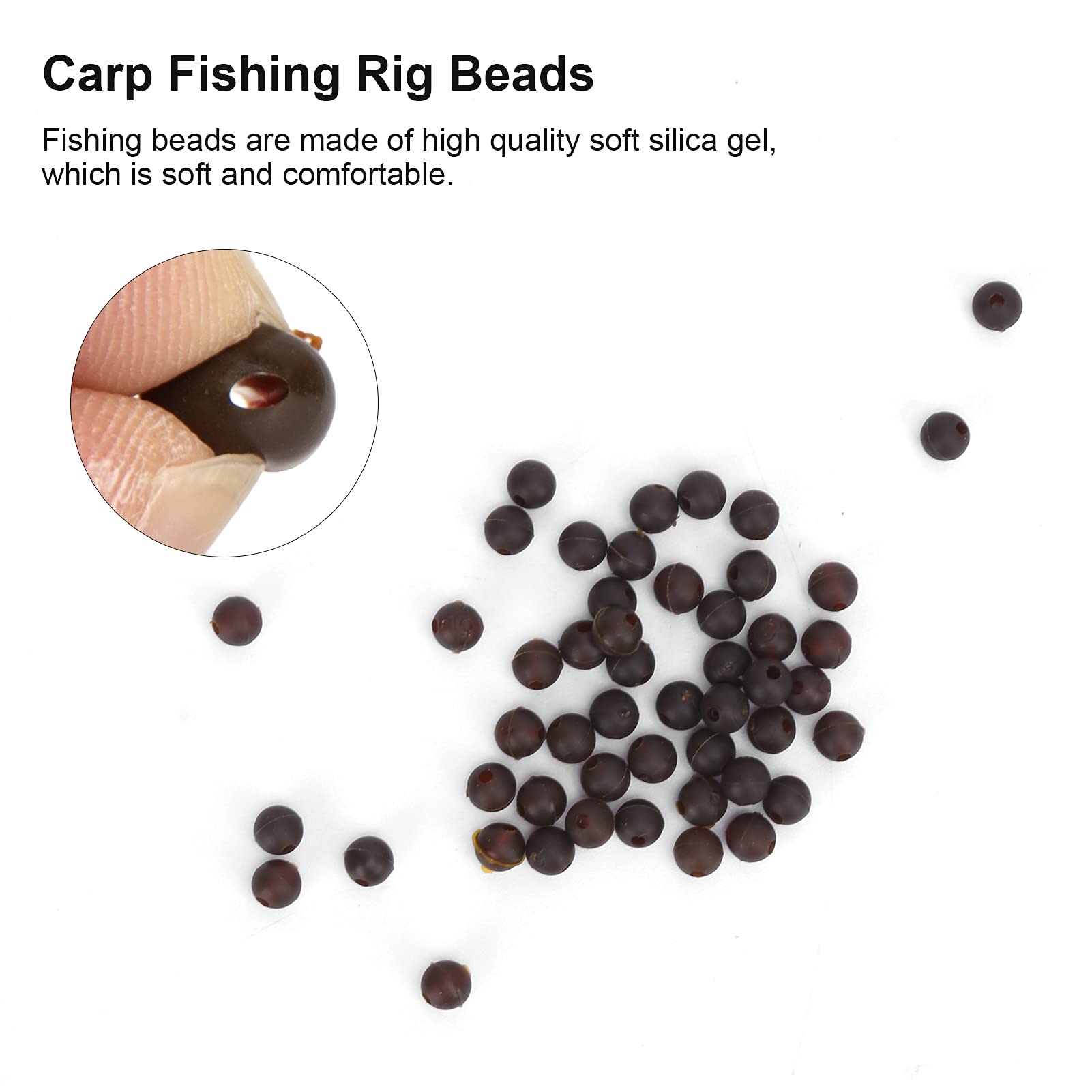 VGEBY Carp Fishing Rig Beads 50pcs Carp Fishing Beads 6mm Diameter Soft Carp Fishing Rig Beads Carp Fishing Accessories(Brown) Portableelectronicdevicemount Other Fishing Tools and Accessories