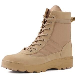 QMFUR Men’s Military Boots Outdoor Hiking Boots Work Boots Tactical Boots Durable Combat Boots Army Boots (Tan, 11, numeric_11)