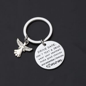 KUIYAI Drive Safe Gift I Love You Mom Keychain Mother Gift Driving Safety Gift Guardian Angel(drive safe mom)