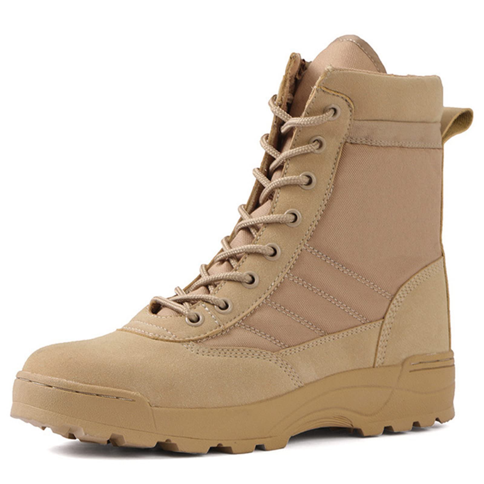 QMFUR Men’s Military Boots Outdoor Hiking Boots Work Boots Tactical Boots Durable Combat Boots Army Boots (Tan, 11, numeric_11)