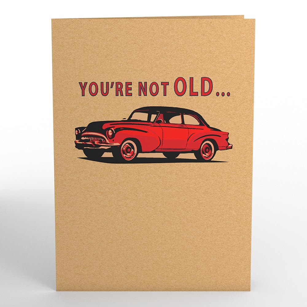 Lovepop Happy Birthday Pop-Up Card for Her and Him- 3D Disney Birthday Greeting Cards for Boys, Girls, Men, Women - You're Not Old - 5" x 7" Classic Car Card - Blank Note Card & Envelope Included