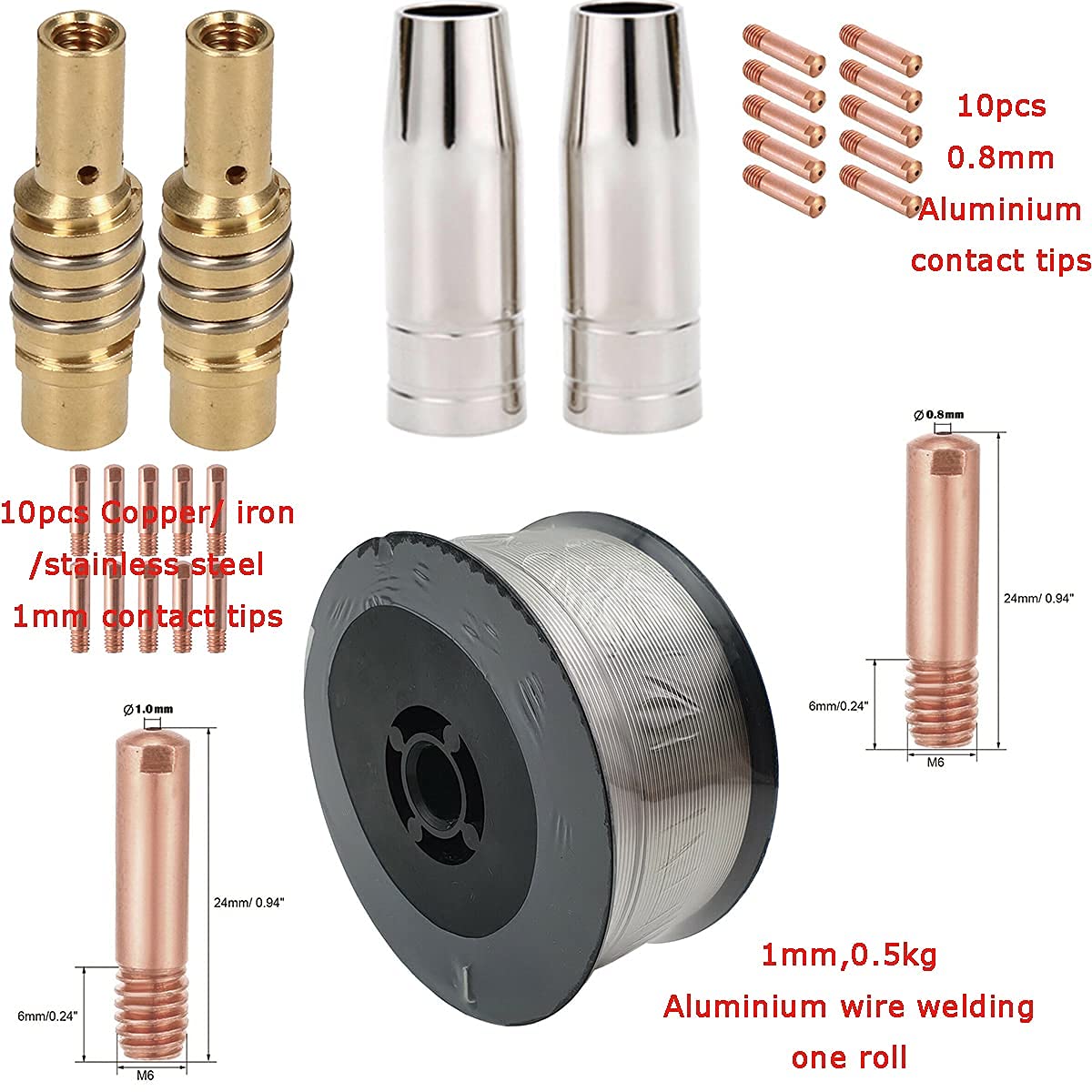 PreAsion 200Amp Spool Gun 3 Meters Cables Fit Miller 300371 Spoolmate 100 Series Miller 180 Aluminum Stainless Steel Iron with 1.1LB 0.8MM Aluminum Welding Wire20pcs Contact Tips