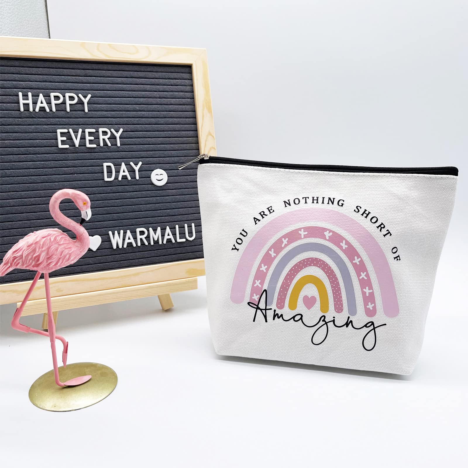 Inspirational Gifts for Women, Thank You Gifts, You Are Nothing Short of Amazing Rainbow Cosmetic Bag, Birthday Gifts for Women, Best Friend, BFF, Bestie, Sister, Boss, Wife, Teacher, NHS, Nurse, Her