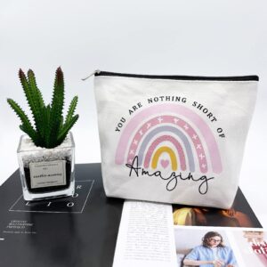 Inspirational Gifts for Women, Thank You Gifts, You Are Nothing Short of Amazing Rainbow Cosmetic Bag, Birthday Gifts for Women, Best Friend, BFF, Bestie, Sister, Boss, Wife, Teacher, NHS, Nurse, Her