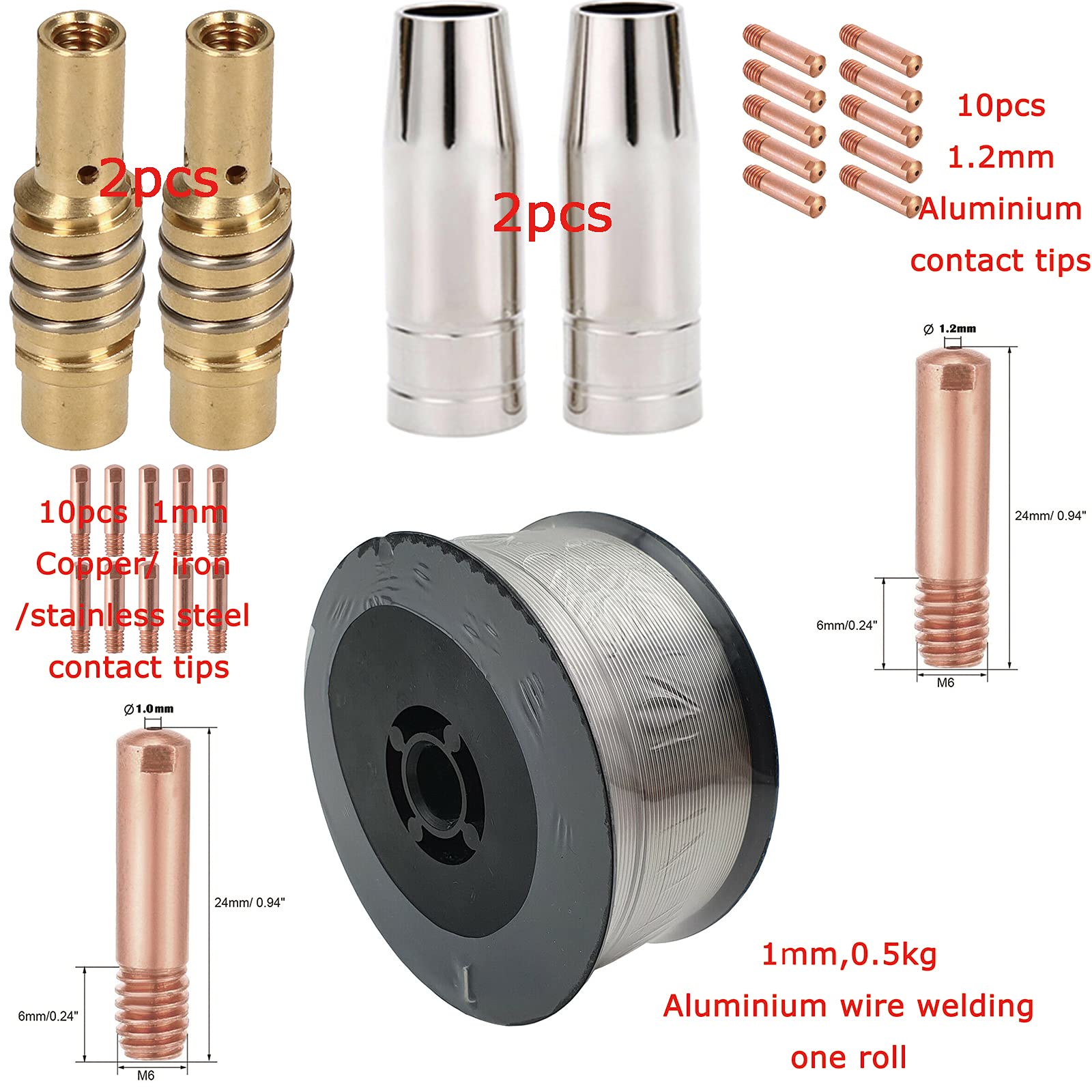 PreAsion Aluminum Spool Gun Mig Torch Fit Miller Millermatic 140 180 211300371 Spoolmate 100 Series with 10ft Cables for Aluminum Stainless Steel Iron with Welding Wire 20 Contact Tips