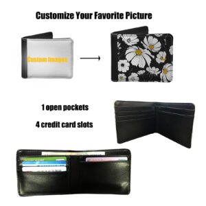 LedBack Deer American Flag Camo Print PU Leather Men's Slim Bi-fold Wallet with Credit Card Holder