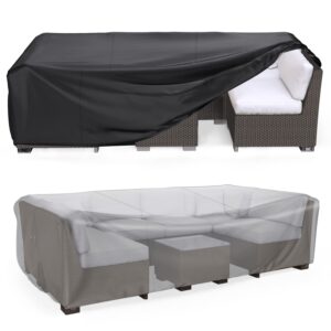 patio furniture set cover waterproof, mrrihand outdoor sectional sofa set cover heavy duty 600d table and chair set cover 124" l× 70.8" w× 29.1" h