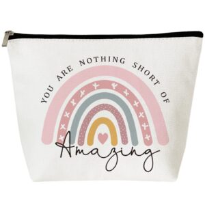 inspirational gifts for women, thank you gifts, you are nothing short of amazing rainbow cosmetic bag, birthday gifts for women, best friend, bff, bestie, sister, boss, wife, teacher, nhs, nurse, her