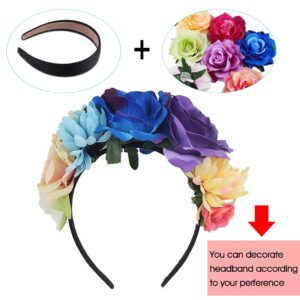 SIQUK 16 Pieces Black Satin Headbands 1 Inch Headband DIY Hair Headband Plain Headbands Satin Hard Headbands for Women and Girls