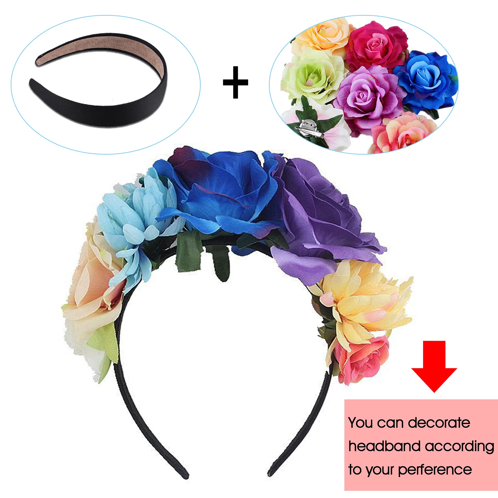 SIQUK 16 Pieces Black Satin Headbands 1 Inch Headband DIY Hair Headband Plain Headbands Satin Hard Headbands for Women and Girls