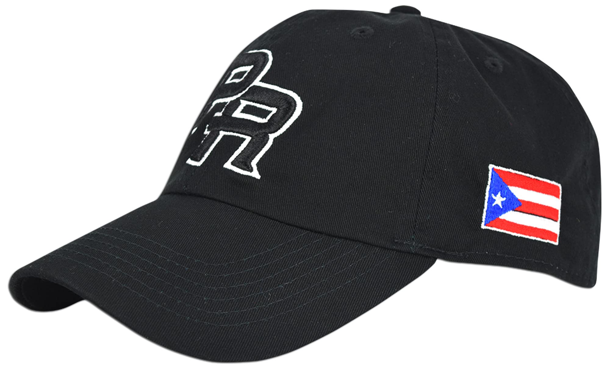 Puerto Rico PR Flag Hat Dad Embroidered Cap Baseball Curved Unstructured Bill (Black)