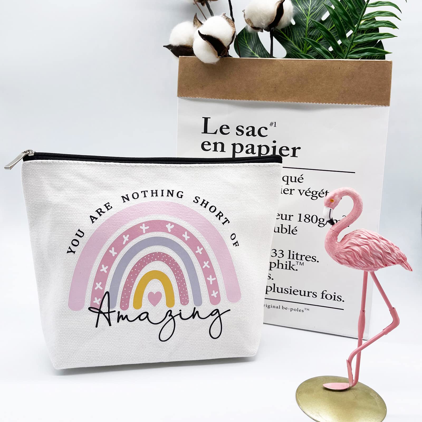 Inspirational Gifts for Women, Thank You Gifts, You Are Nothing Short of Amazing Rainbow Cosmetic Bag, Birthday Gifts for Women, Best Friend, BFF, Bestie, Sister, Boss, Wife, Teacher, NHS, Nurse, Her