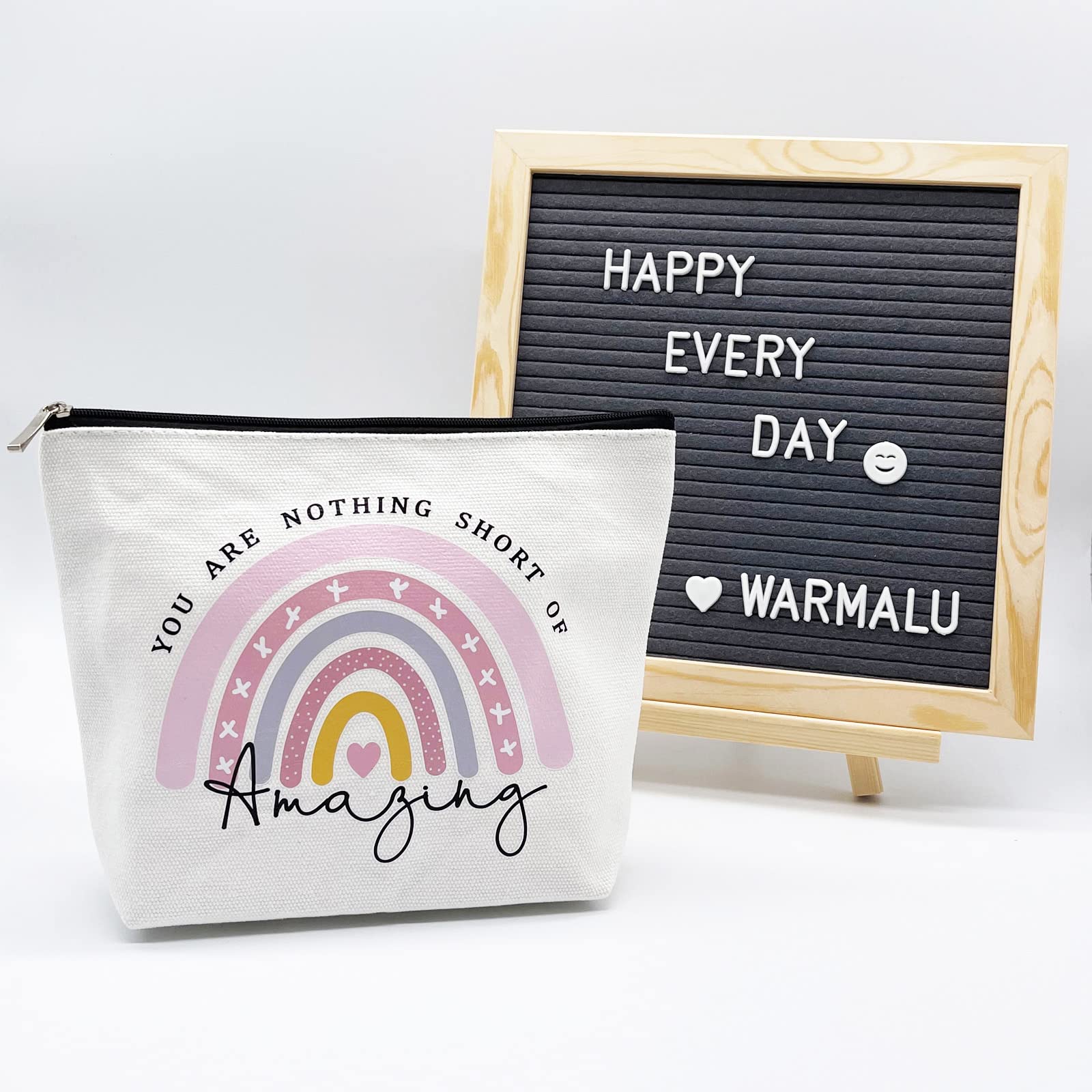 Inspirational Gifts for Women, Thank You Gifts, You Are Nothing Short of Amazing Rainbow Cosmetic Bag, Birthday Gifts for Women, Best Friend, BFF, Bestie, Sister, Boss, Wife, Teacher, NHS, Nurse, Her