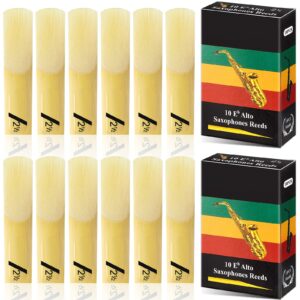 20 pieces alto saxophone sax reeds size 2.5, strength 2 1/2 alto saxophone reeds bamboo saxophone reeds with individual case for clarinet soprano or alto sax