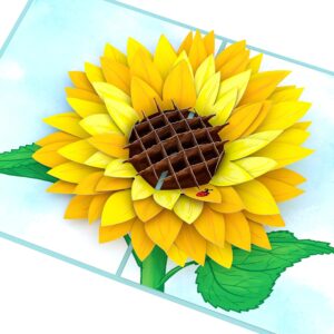 Lovepop Sunflower Bloom Pop Up Card, 5x7-3D Greeting Card, Pop Up Paper Flower Card for Mom, Anniversary Card for Wife, Paper Flower Card, Love Card, Thinking of You