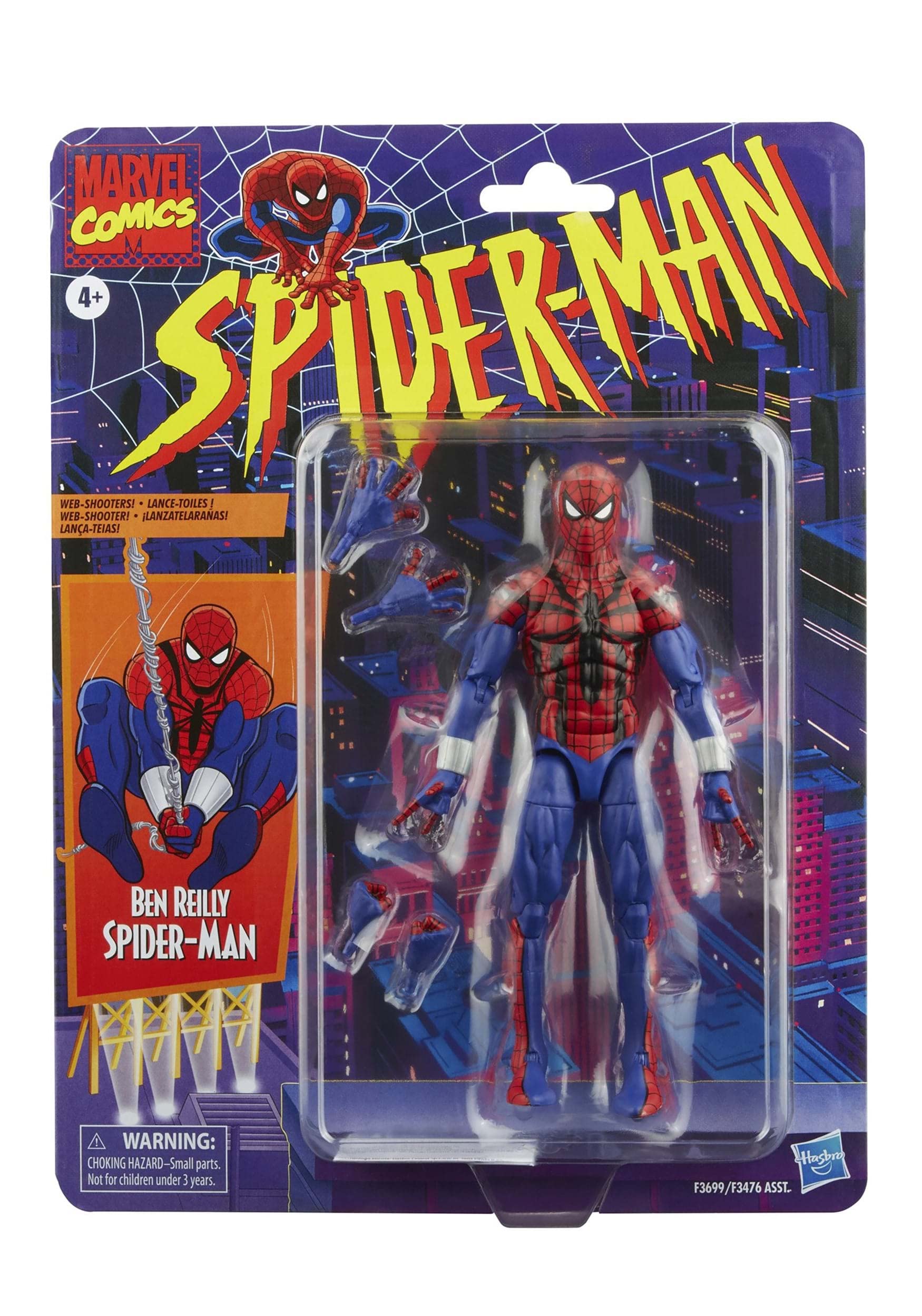 Spider-Man Marvel Legends Series 6-inch Ben Reilly Action Figure Toy, Includes 5 Accessories: 4 Alternate Hands, 1 Web Line FX