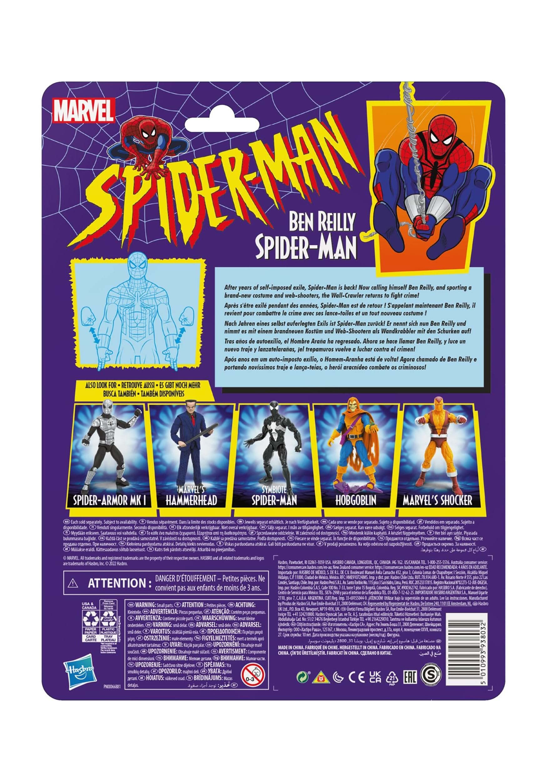 Spider-Man Marvel Legends Series 6-inch Ben Reilly Action Figure Toy, Includes 5 Accessories: 4 Alternate Hands, 1 Web Line FX