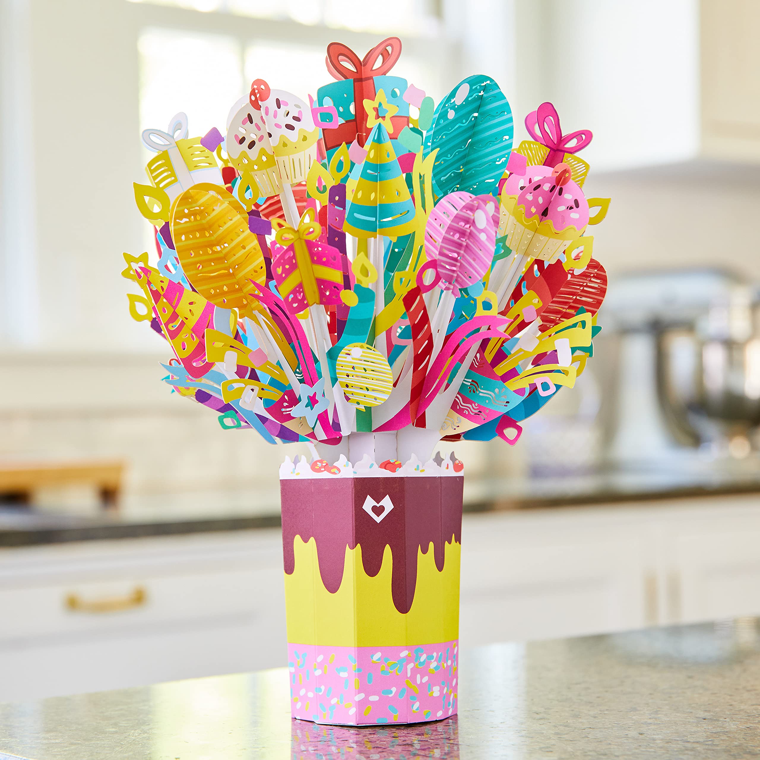 Lovepop Birthday Cake Bouquet, 10.25 x 7.5”-3D Paper Flower Greeting Card - Birthday Bouquet, Paper Flower Pop Up Bouquet Card, Floral Birthday Card, Pop Up Birthday Card