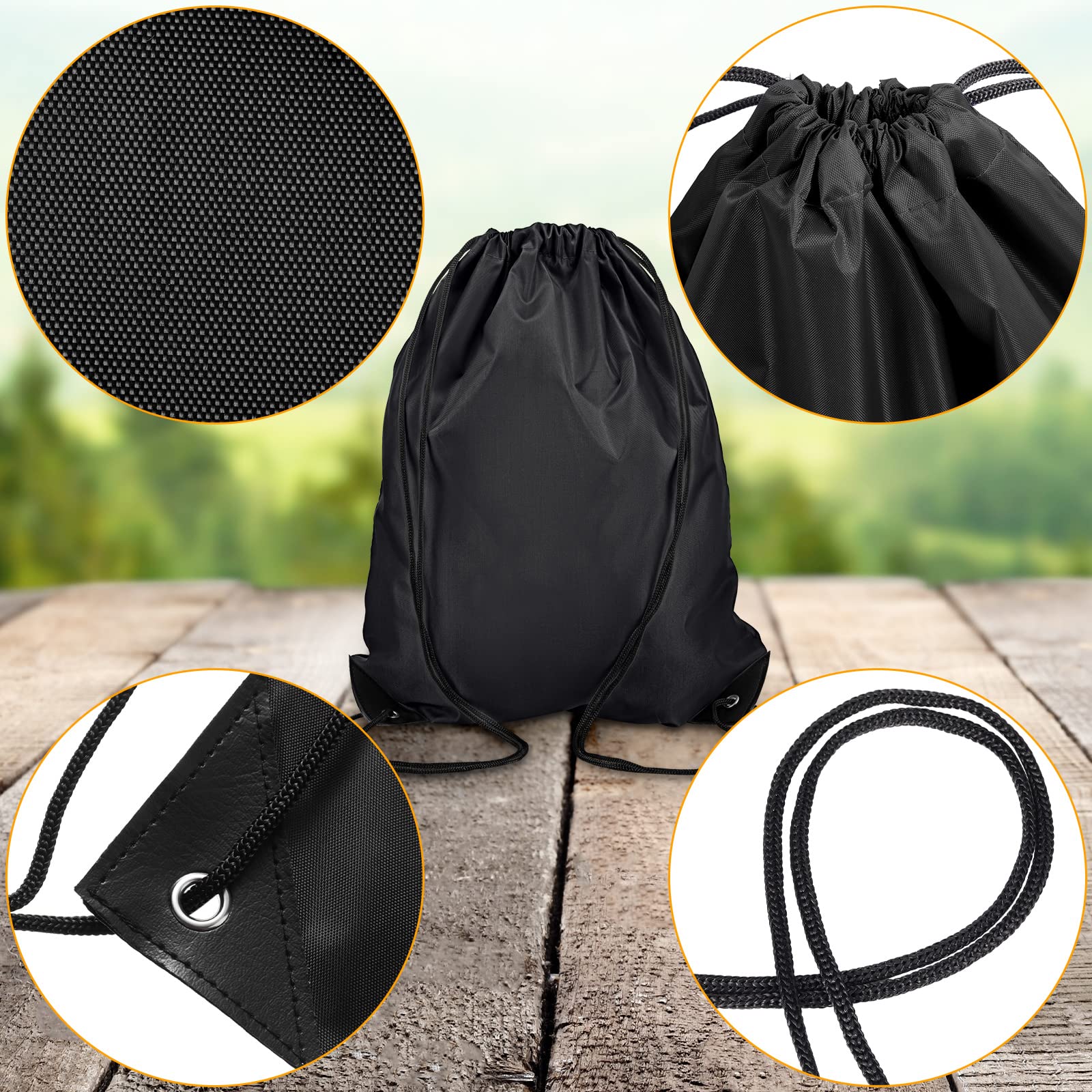 Shappy 60 Pieces Sport Drawstring Backpack Bags Bulk Nylon Drawstring Bags Gym Cinch Bags for Sport Yoga Outdoor Traveling(Black)