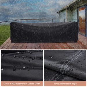 Patio Furniture Set Cover Waterproof, Mrrihand Outdoor Sectional Sofa Set Cover Heavy Duty 600D Table and Chair Set Cover 124" L× 70.8" W× 29.1" H