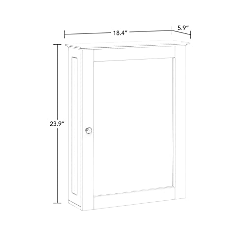 RiverRidge Ashland Wall-Mounted Medicine Cabinet Mirror with Adjustable Shelves - White Bathroom Mirror with Storage