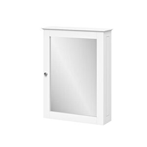 RiverRidge Ashland Wall-Mounted Medicine Cabinet Mirror with Adjustable Shelves - White Bathroom Mirror with Storage