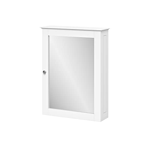 RiverRidge Ashland Wall-Mounted Medicine Cabinet Mirror with Adjustable Shelves - White Bathroom Mirror with Storage