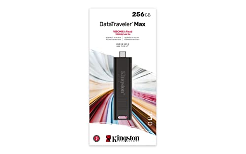 Kingston DataTraveler Max 256GB USB-C Flash Drive with USB 3.2 Gen 2 Performance, Black