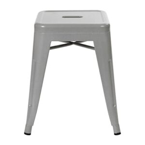 Flash Furniture Metal Dining Table Height Stool - Backless Silver Kai Commercial Grade Stool - 18 Inch Stackable Dining Chair - Set of 4