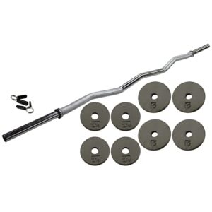 Ader Hollow E-Z Curl 1" Bar w/ 4 pcs of 2.5lb + 5lb Gray 1" Regular Plates