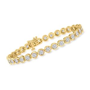 ross-simons 3.00 ct. t.w. bezel-set diamond tennis bracelet in 18kt gold over sterling. 7 inches