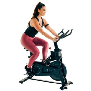 Fitness Reality Cycling Exercise Bike with Bluetooth Workout Tracking, 360° Adjustable Tablet Holder, 14 Levels Magnetic Resistance & Optional On Demand Coaching