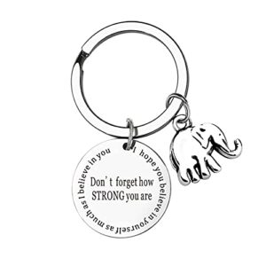 xlctt inspirational gift elephant keychain keyring don't forget how strong you are keychain birthday graduation christmas gift (don’t forget)