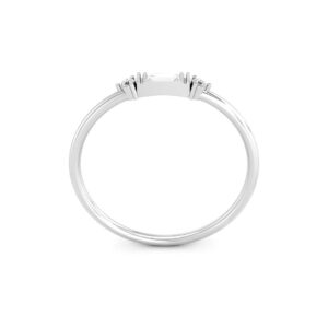 0.10CT Baguette & Round Brilliant Cut Lab Grown Diamond Three Stone Minimalist Ring In 10K White Gold (E-F, VVS-VS) 6US