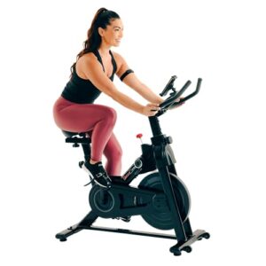 fitness reality cycling exercise bike with bluetooth workout tracking, 360° adjustable tablet holder, 14 levels magnetic resistance & optional on demand coaching