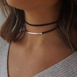 Shegirl Black Collar Necklace Velvet Choker Necklaces Fashion Punk Jewelry for Women (Silver)